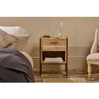Dasai Bedside Table with Storage - Natural, Mango Wood