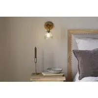 Davika Ribbed Glass Task Wall Lamp - Antique Brass, Clear Glass