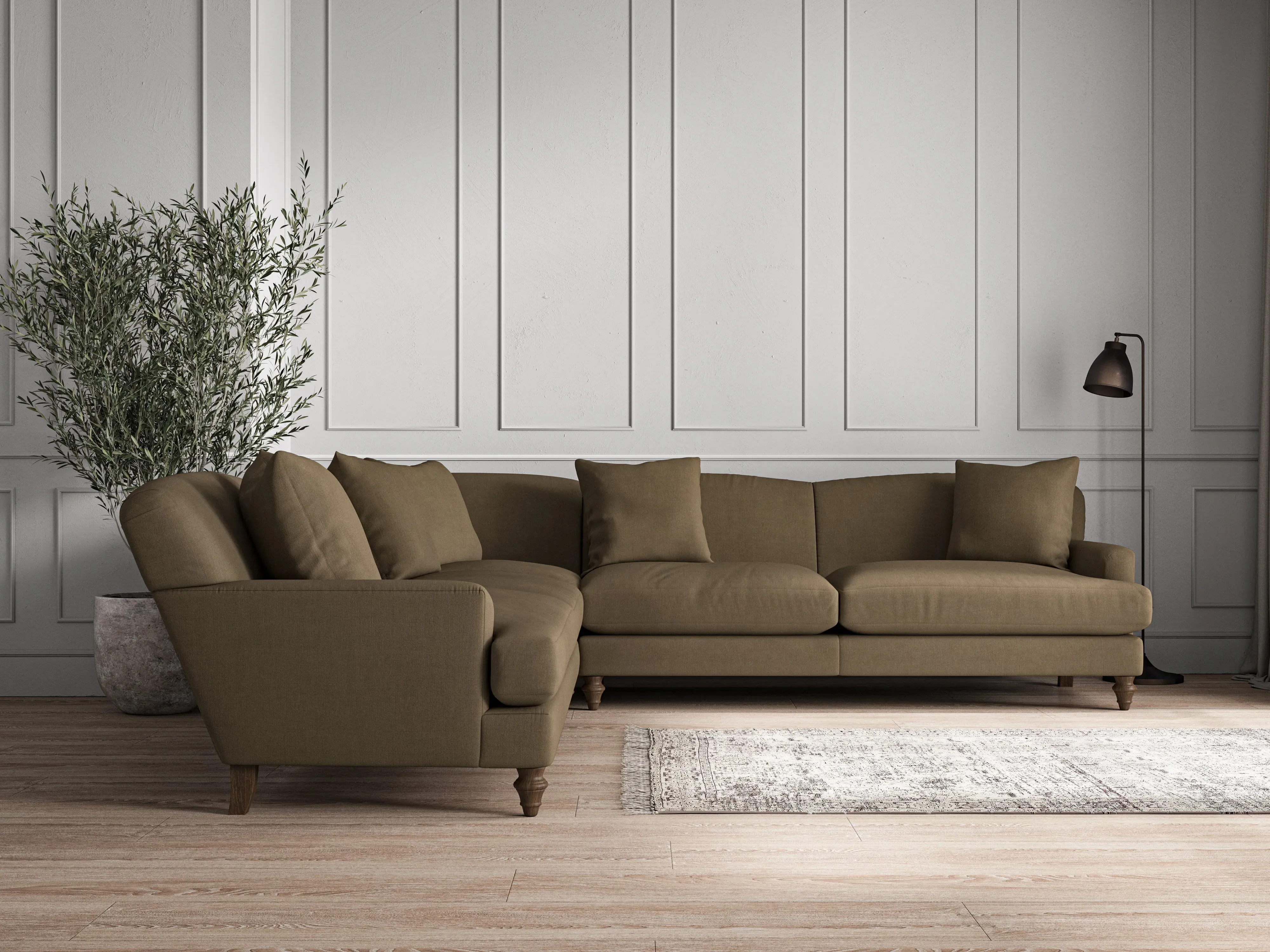Deni Grand Corner Sofa - Chestnut, Brera Linen