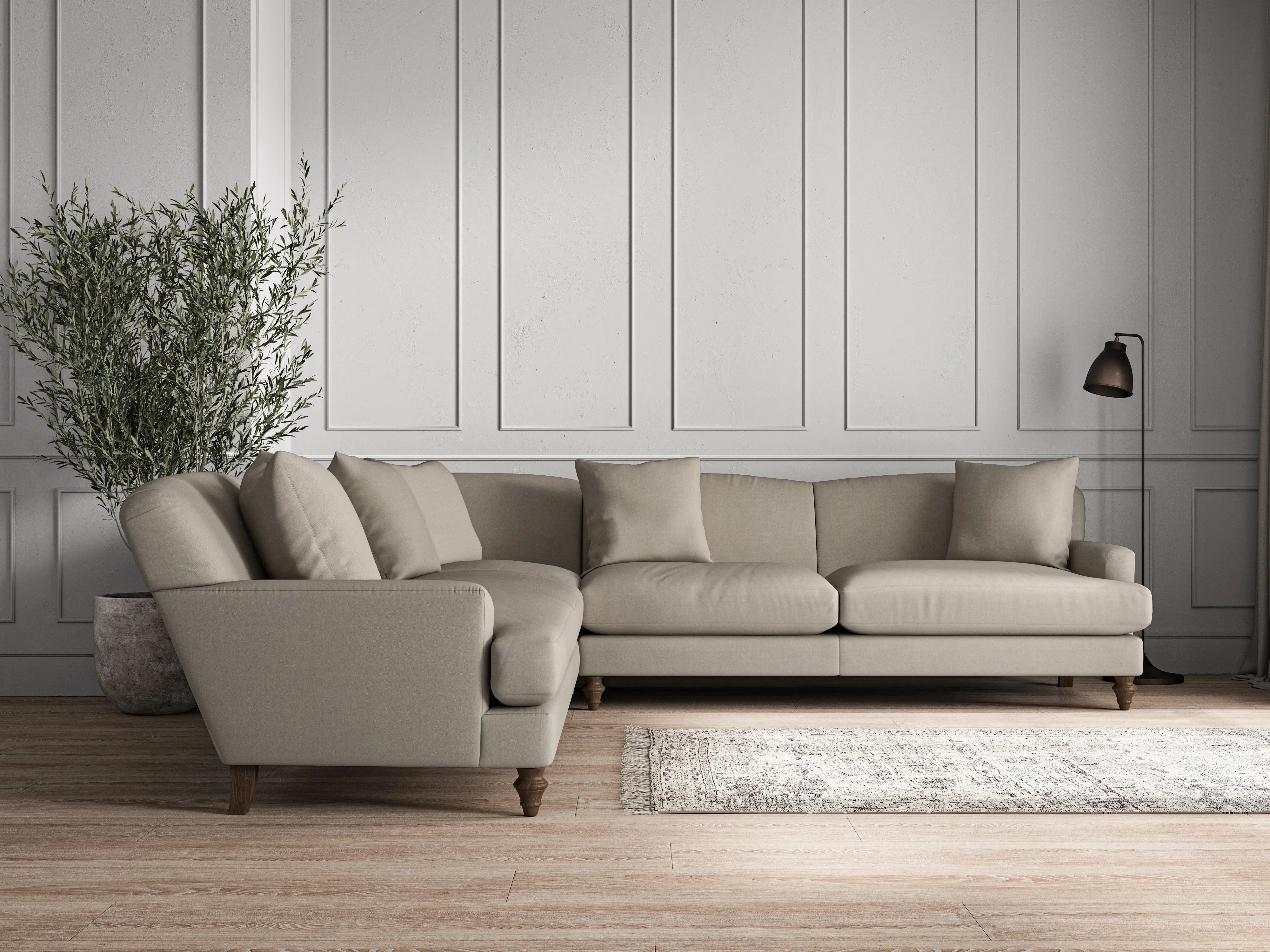 Deni Grand Corner Sofa - Flax, Recycled Cotton