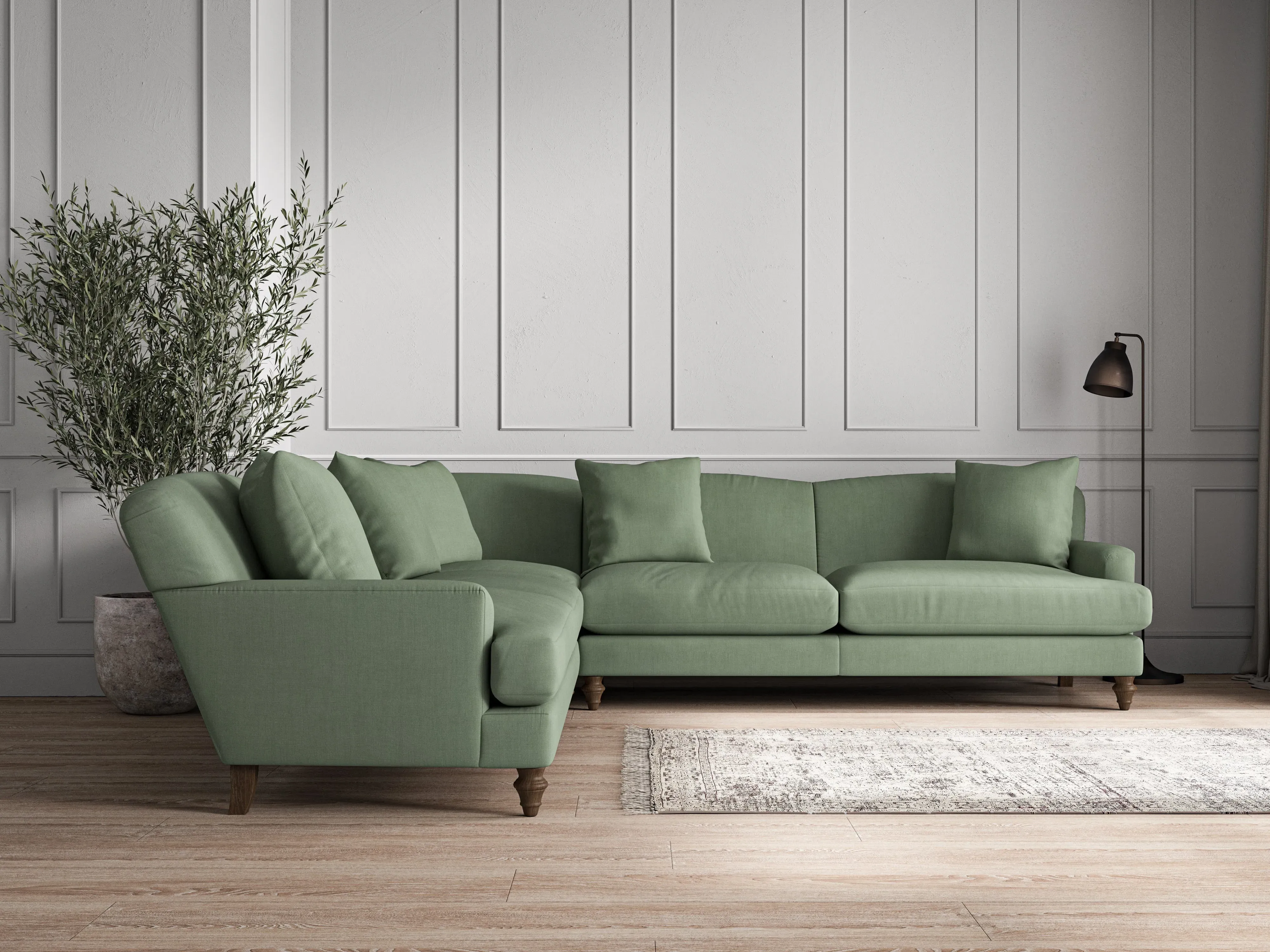 Deni Grand Corner Sofa - Jade, Brera Linen