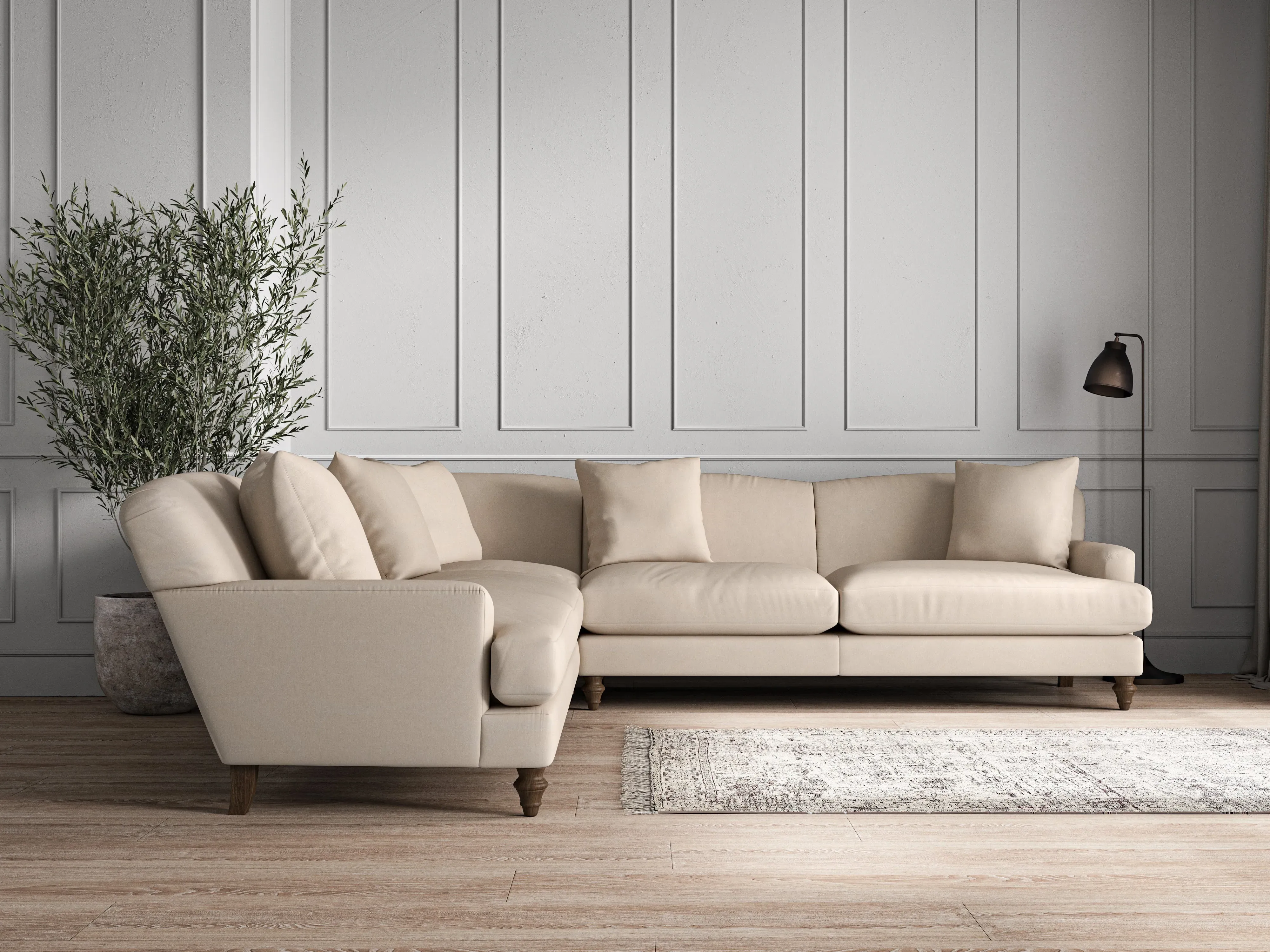 Deni Grand Corner Sofa - Natural, Recycled Cotton