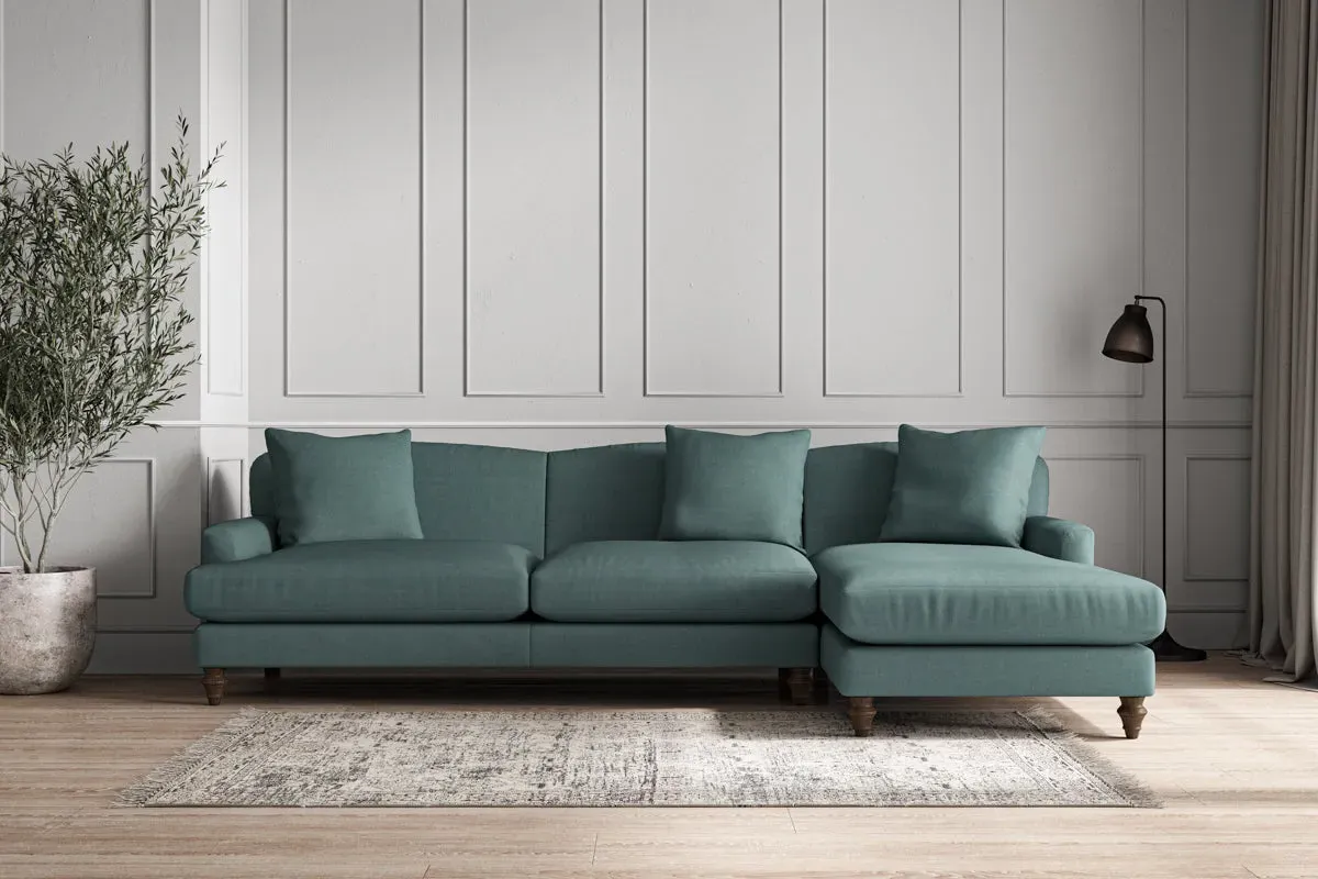 Deni Grand Left Hand Chaise Sofa - Airforce, Recycled Cotton