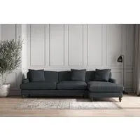 Deni Grand Left Hand Chaise Sofa - Thunder, Recycled Cotton