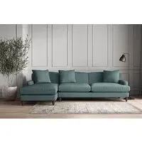 Deni Grand Right Hand Chaise Sofa - Airforce, Recycled Cotton