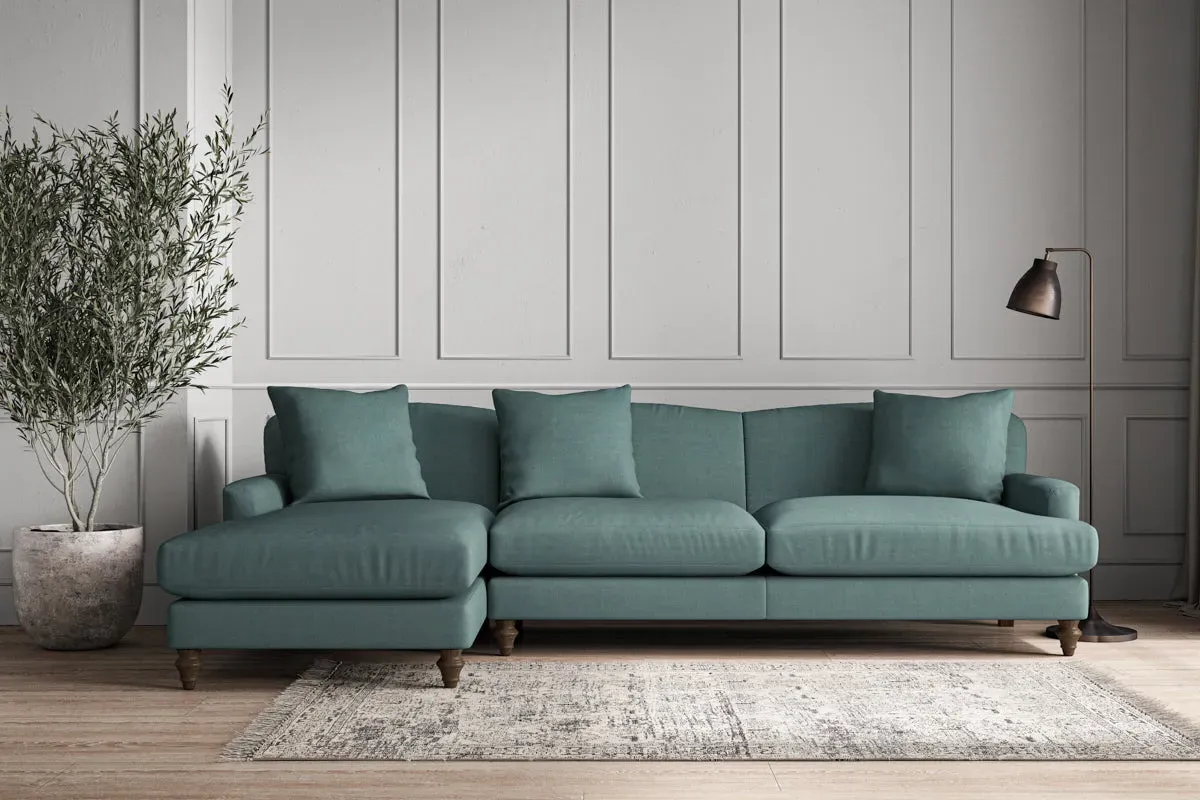 Deni Grand Right Hand Chaise Sofa - Airforce, Recycled Cotton