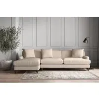 Deni Grand Right Hand Chaise Sofa - Natural, Cotton