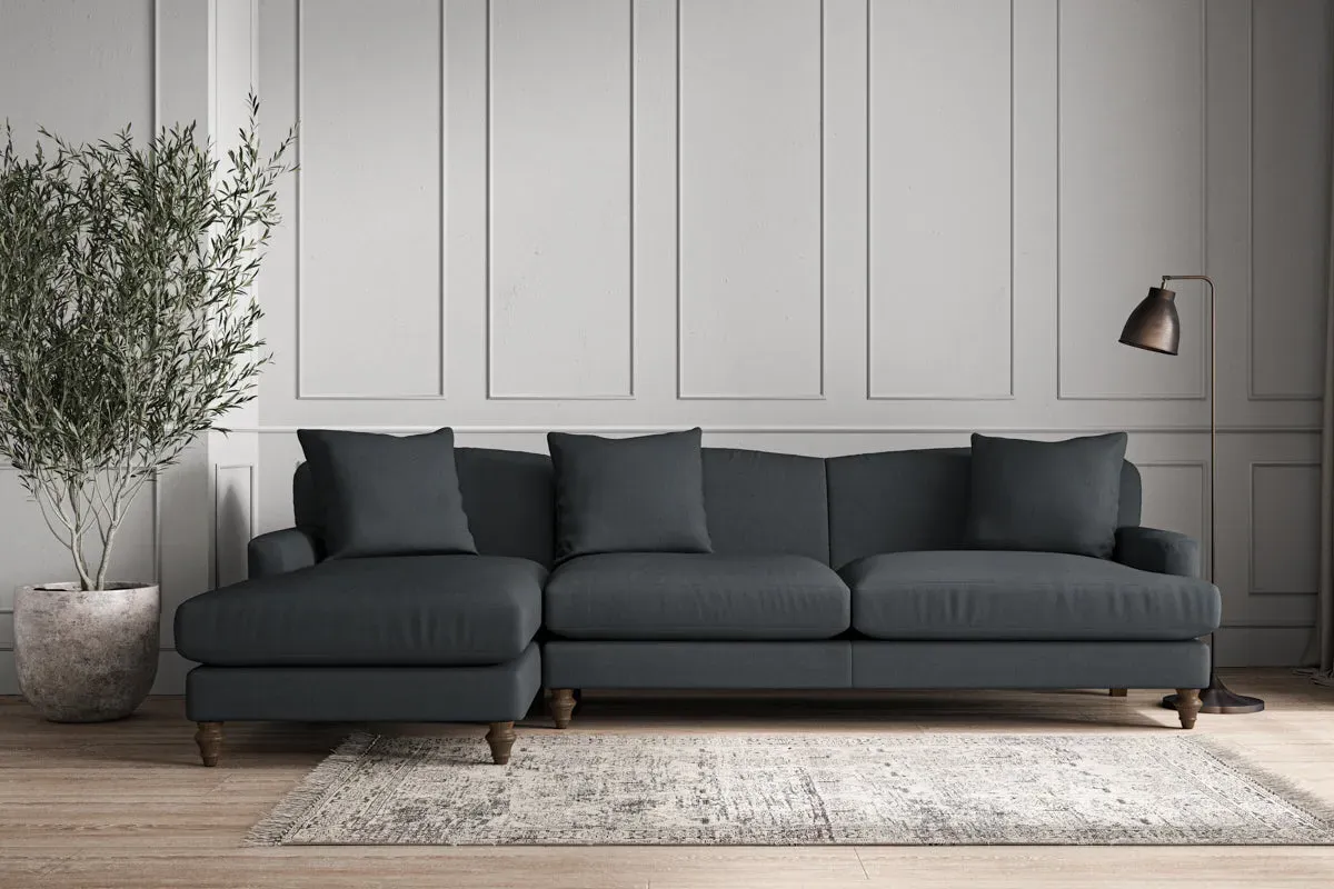 Deni Grand Right Hand Chaise Sofa - Thunder, Recycled Cotton