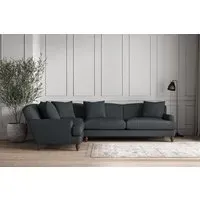 Deni Grand Right Hand Corner Sofa - Thunder, Recycled Cotton