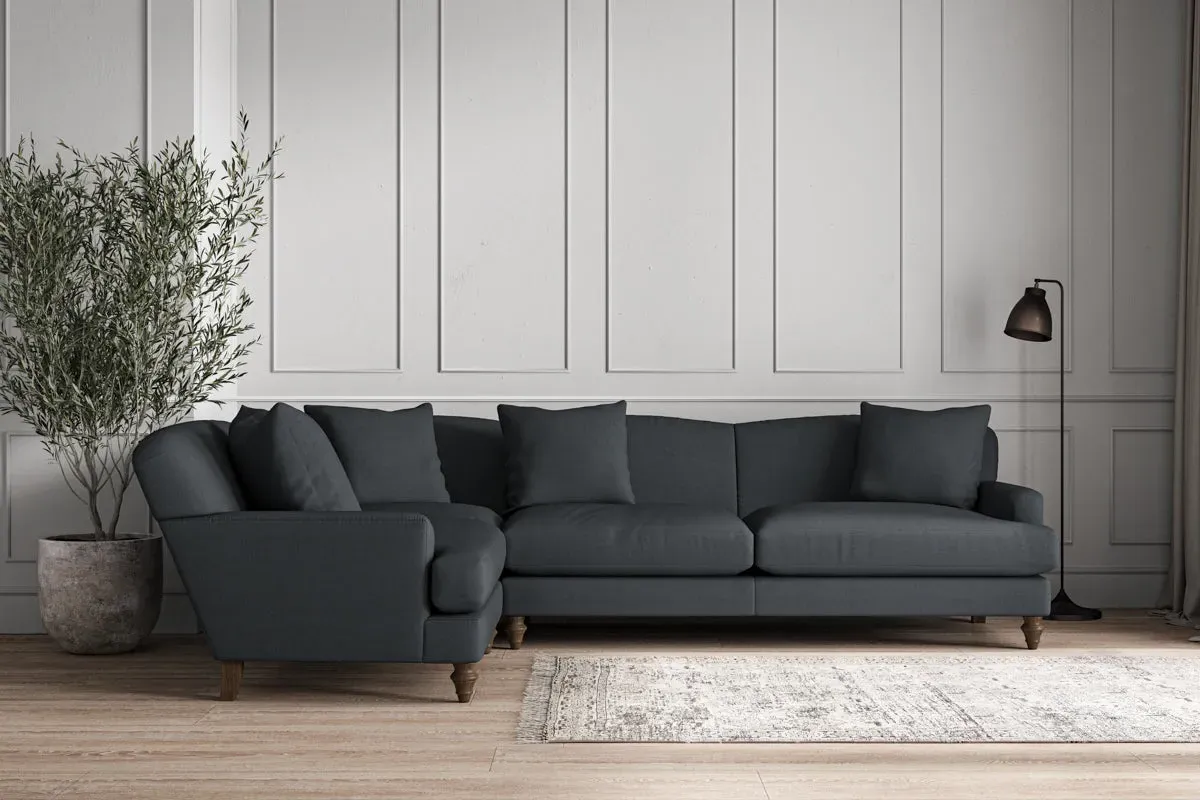 Deni Grand Right Hand Corner Sofa - Thunder, Recycled Cotton