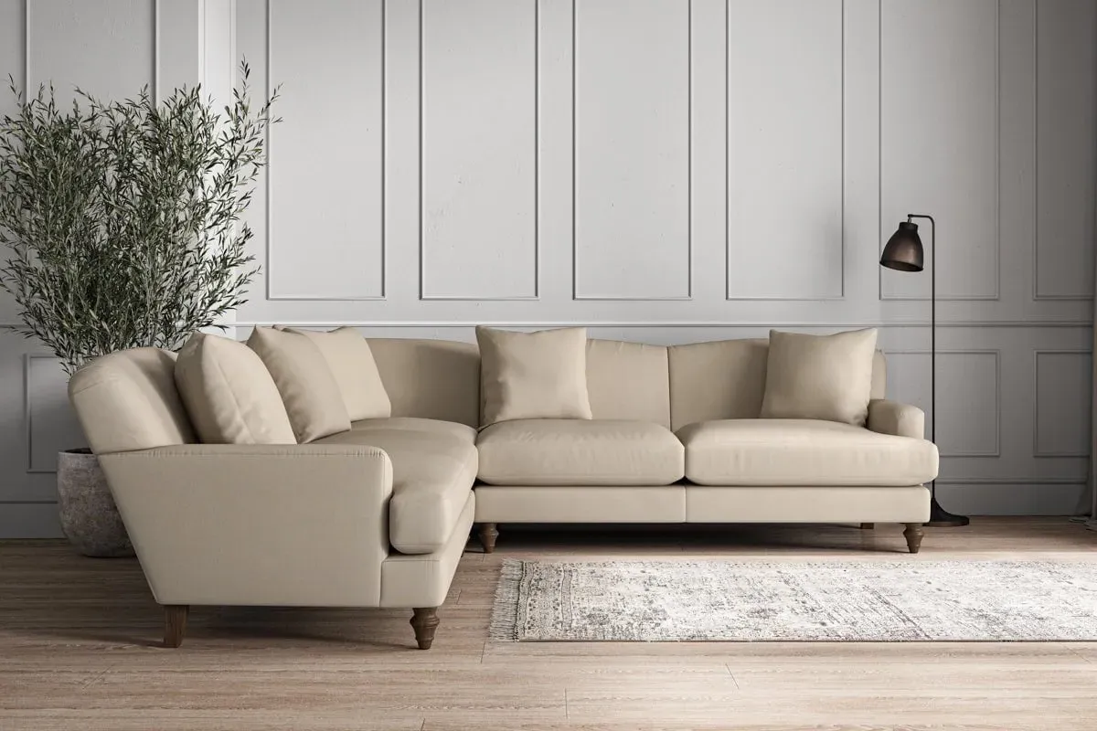 Deni Large Corner Sofa - Stone, Recycled Cotton