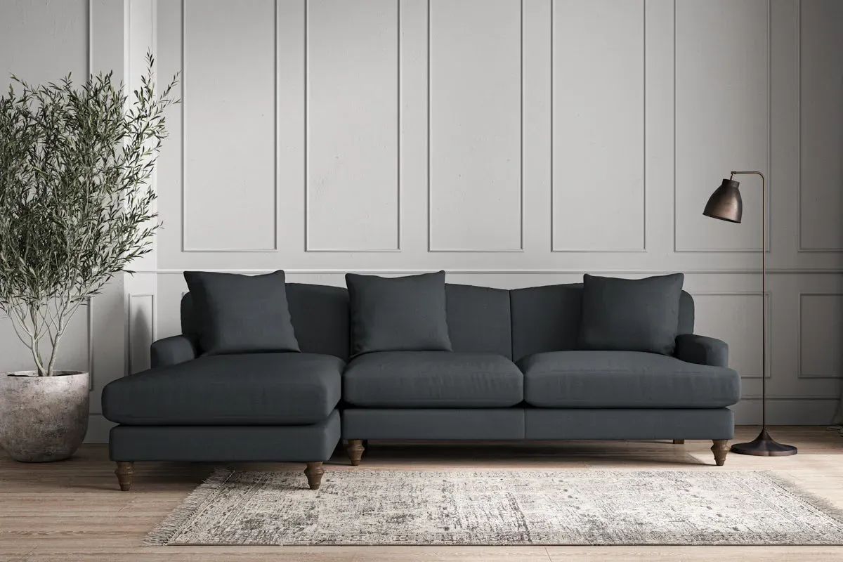 Deni Large Right Hand Chaise Sofa - Thunder, Recycled Cotton