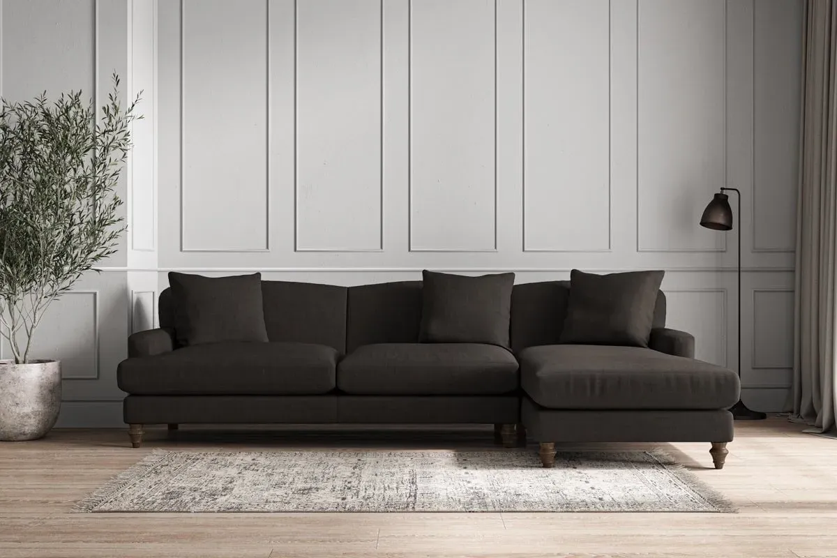 Deni Left Hand Chaise Sofa - Espresso, Linen