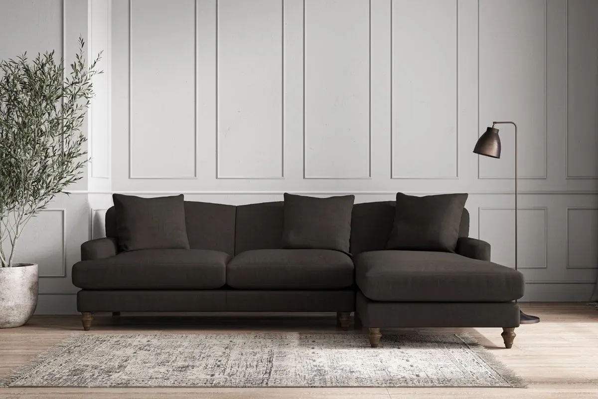 Deni Left Hand Chaise Sofa Large - Espresso, Linen