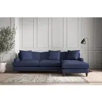 Deni Left Hand Chaise Sofa - Navy, Recycled Cotton