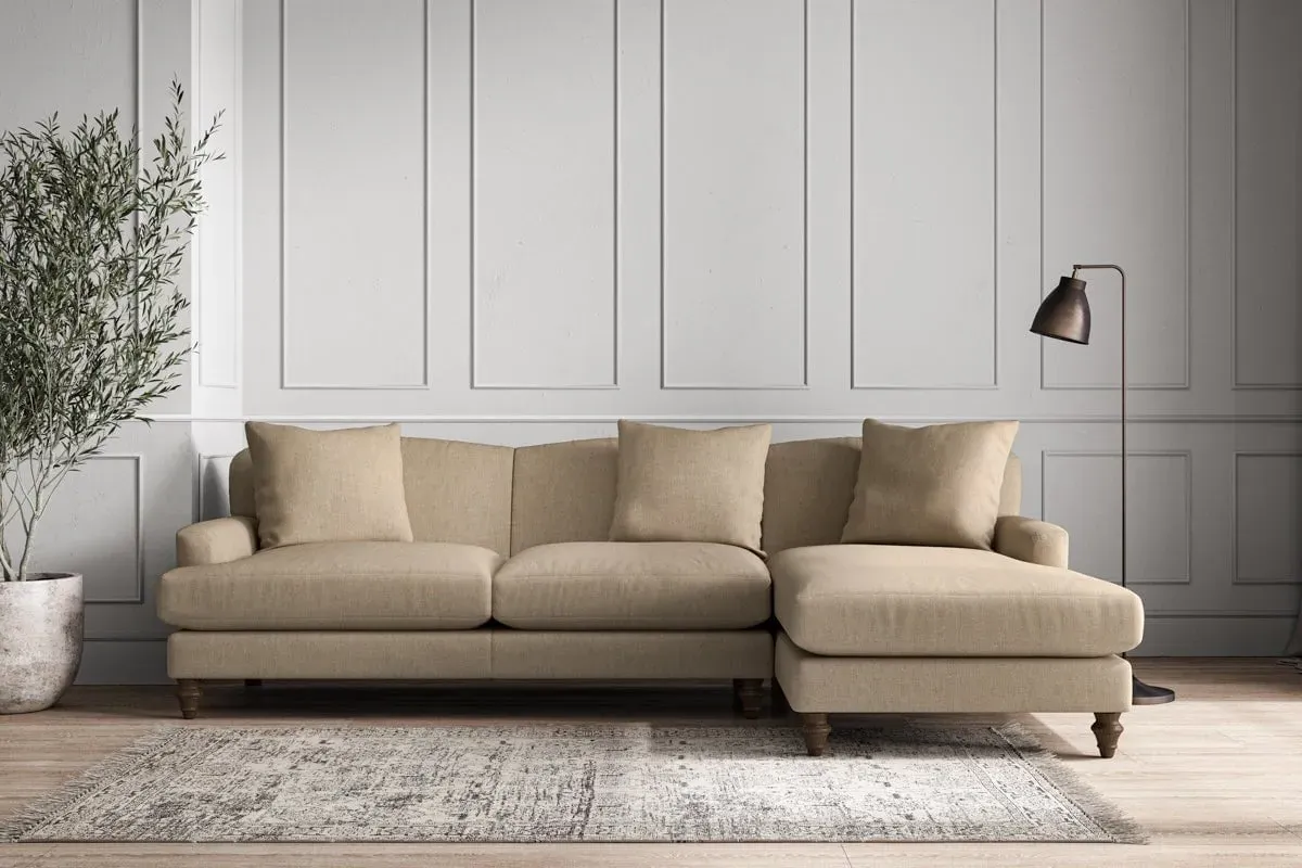 Deni Left Hand Chaise Sofa - Pebble, Linen