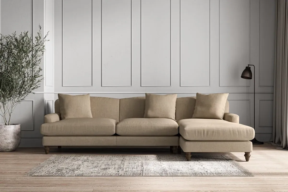 Deni Left Hand Chaise Sofa - Pebble, Linen