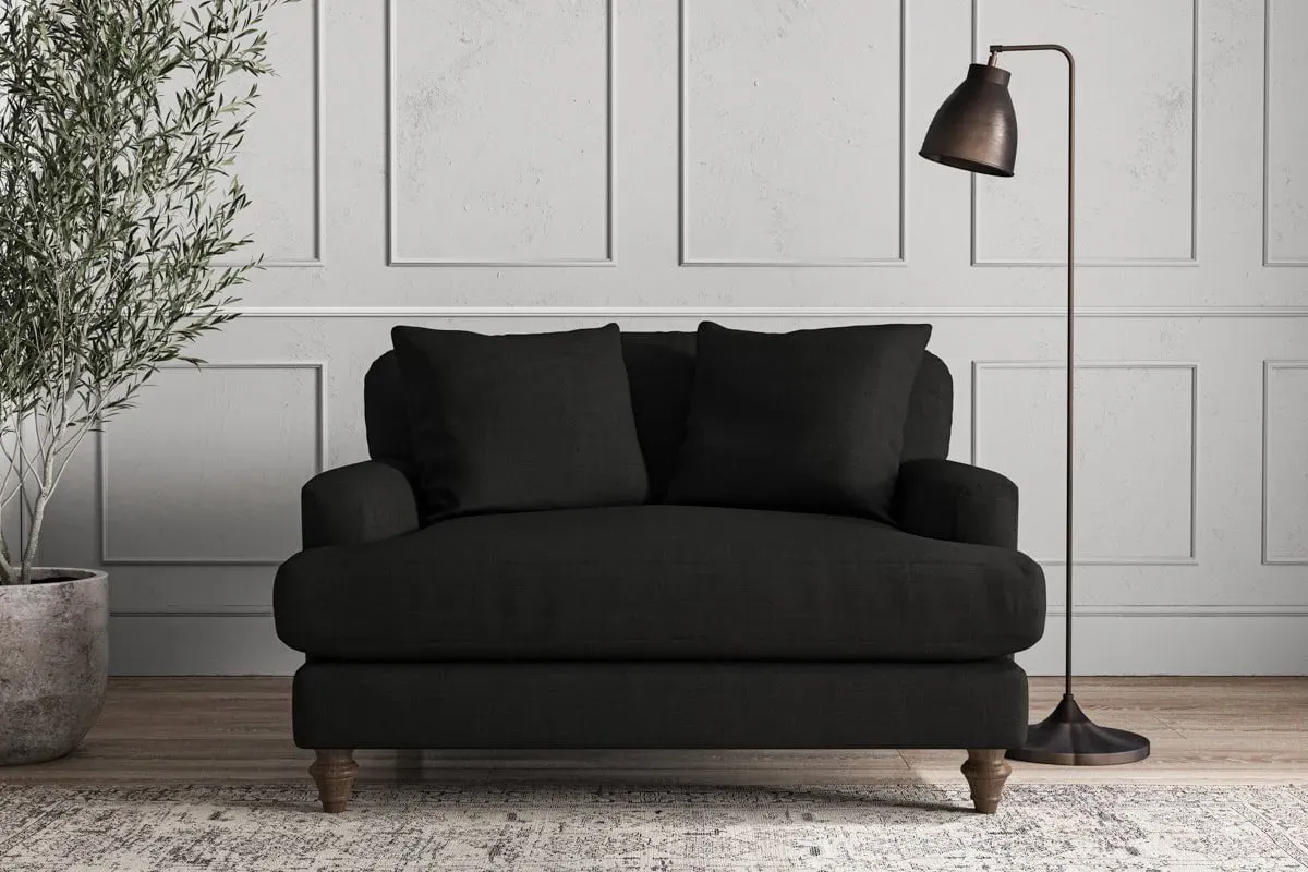 Deni Love Seat - Charcoal, Brera Linen