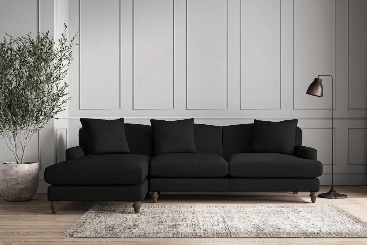Deni Right Hand Chaise Sofa - Charcoal, Linen
