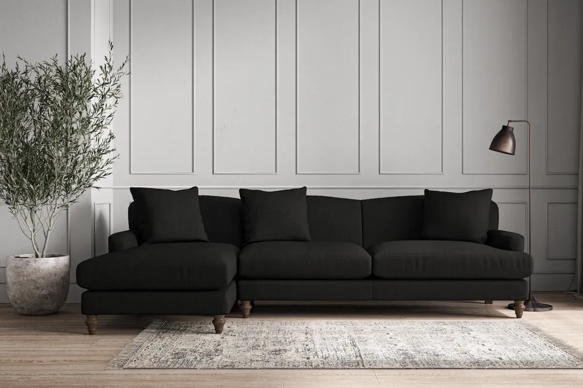 Deni Right Hand Chaise Sofa - Charcoal, Linen