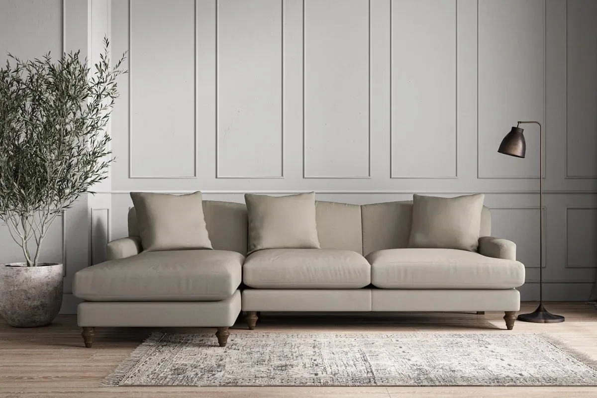 Deni Right Hand Chaise Sofa - Flax, Recycled Cotton