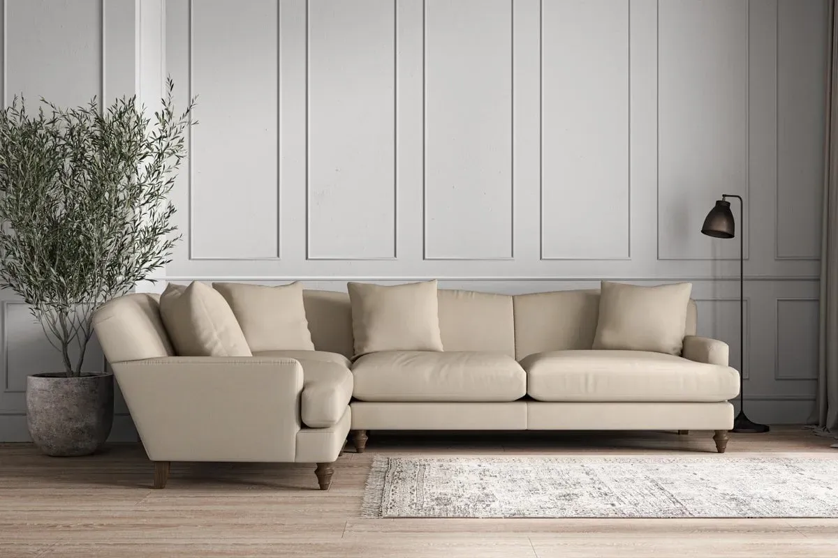 Deni Right Hand Corner Sofa - Stone, Cotton