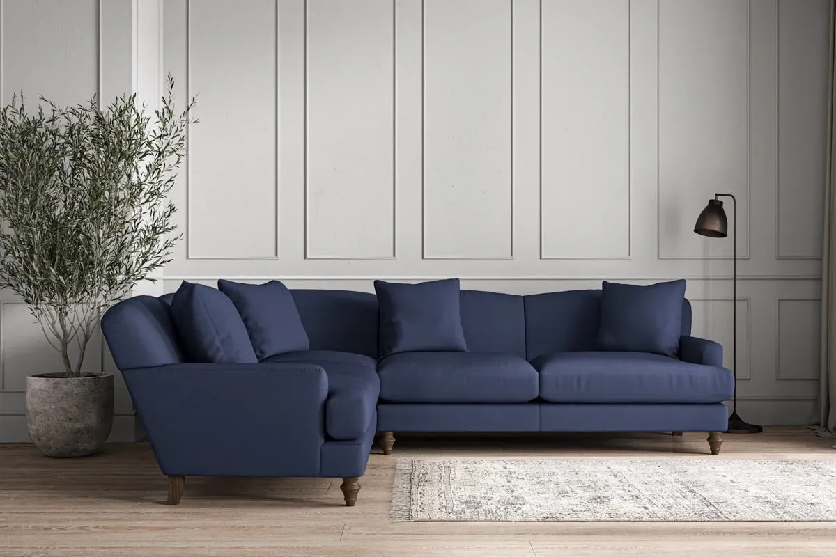 Deni Right Hand Corner Sofa Super Grand - Navy, Recycled Cotton
