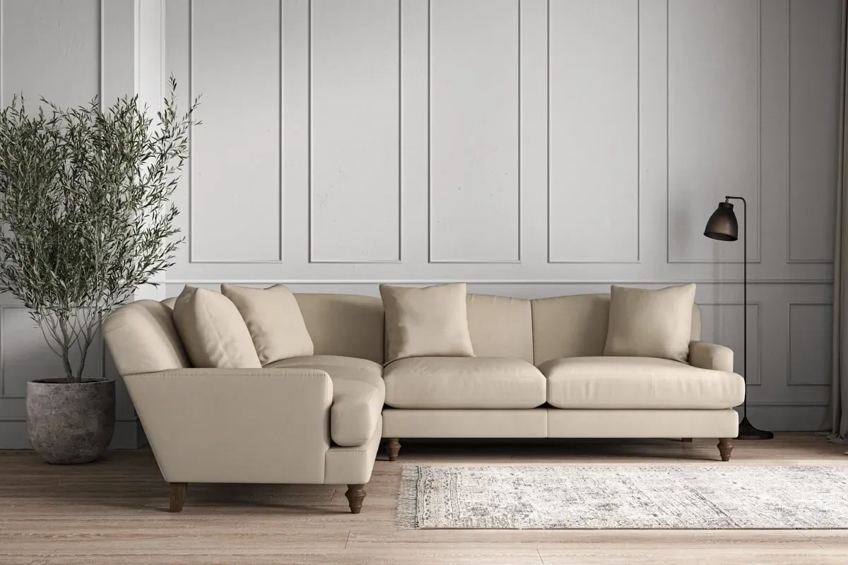 Deni Super Grand Right Hand Corner Sofa - Stone, Recycled Cotton