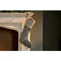 Dhanda Recycled Wool Christmas Stocking - Moss, Natural