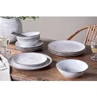 Dhanuk Ceramic Dinnerware Set of 12 - Cream