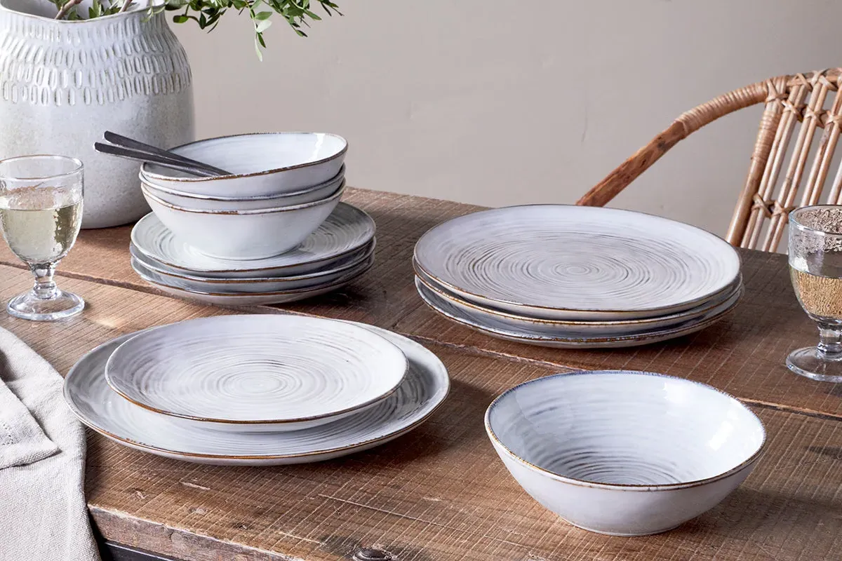 Dhanuk Ceramic Dinnerware Set of 12 - Cream