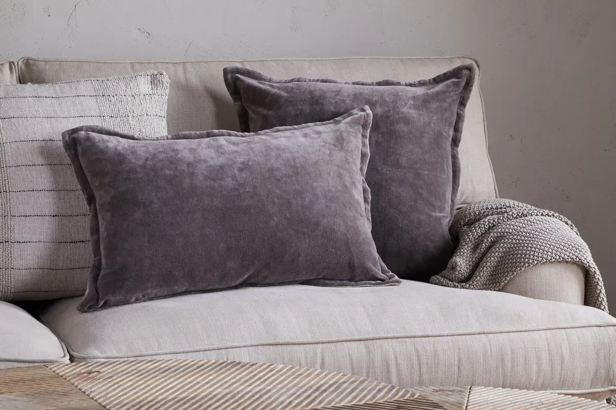 Dhara Velvet Cushion Cover - Charcoal image