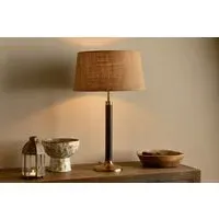 Digha Wood & Metal Table Lamp - Dark Stain, Antique Brass