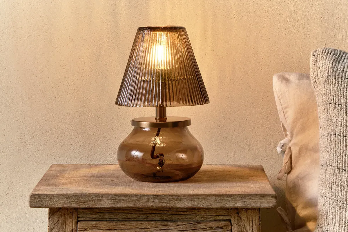 Dimalai Recycled Glass Table Lamp - Brown Smoke image
