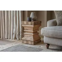 Disha Carved Side Table - Natural, Mango Wood alternate view