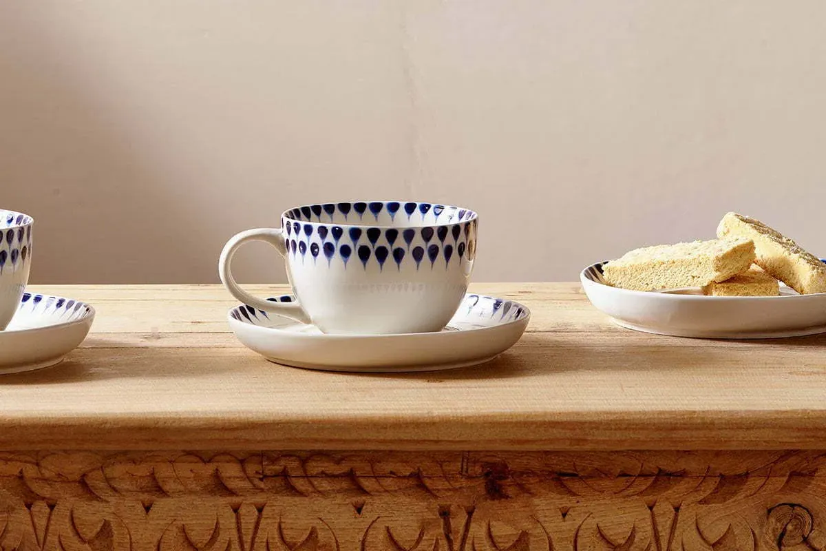 Indigo Drop Cup & Saucer - Blue, Clay product