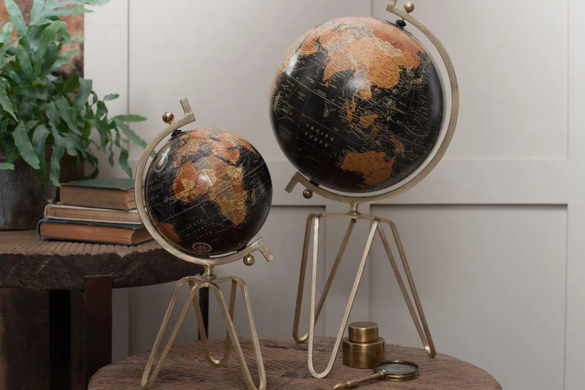 Ebu Large Decorative Globe - Antique Brass