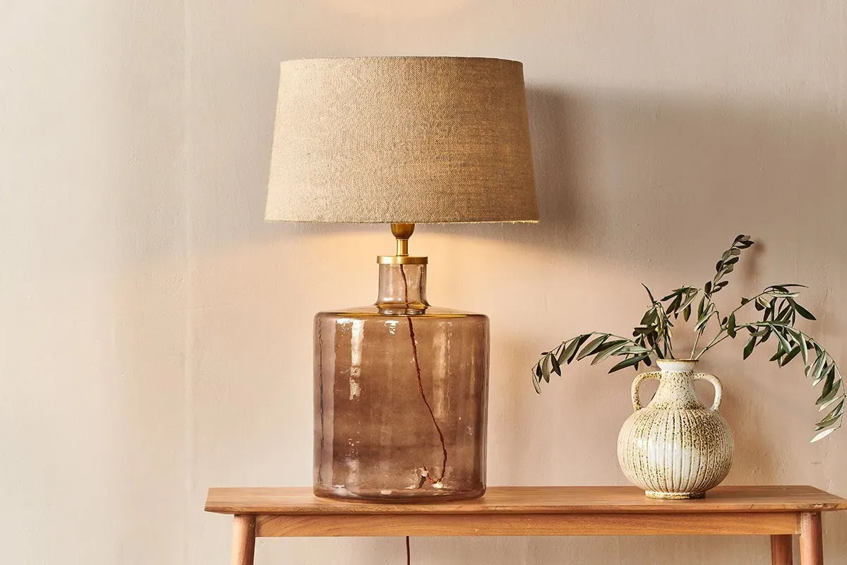 Edina Large Recycled Glass Table Lamp - Smoke Brown