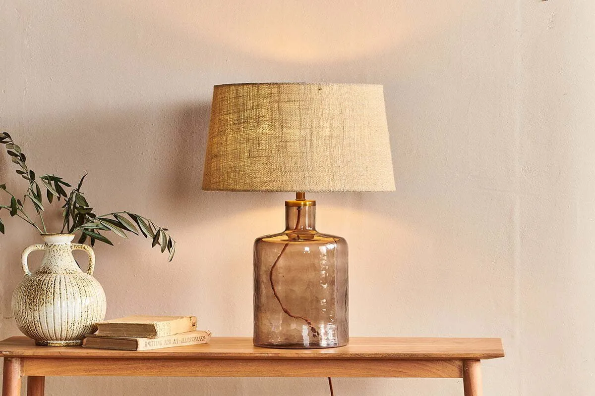 Edina Small Recycled Glass Table Lamp - Smoke Brown product