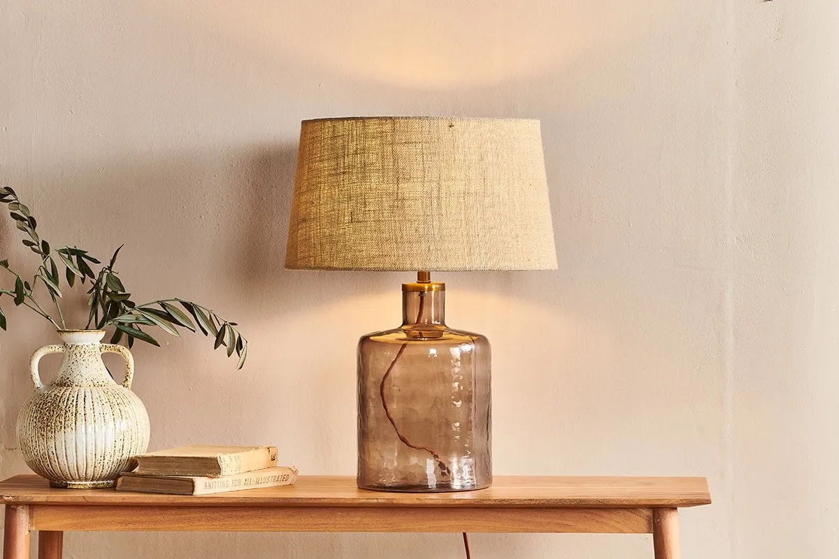 Edina Small Recycled Glass Table Lamp - Smoke Brown