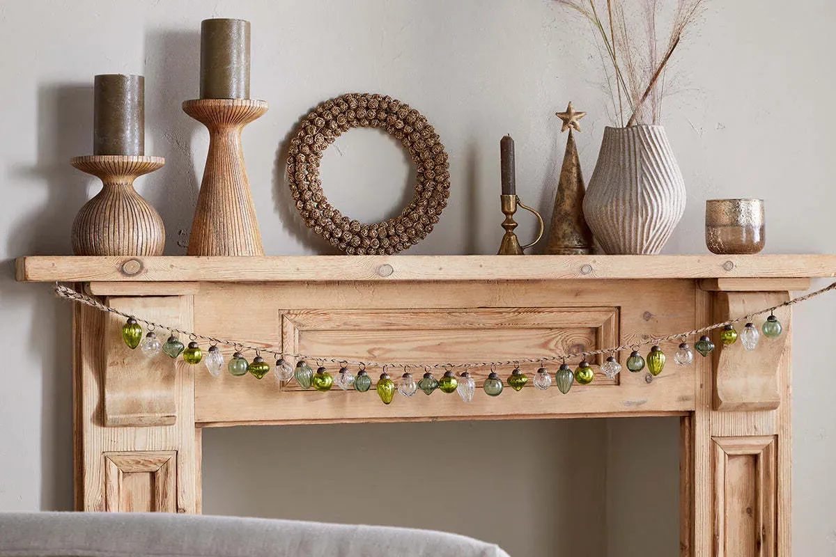 Ekiti Bauble Garland - Mixed Green, Recycled Glass