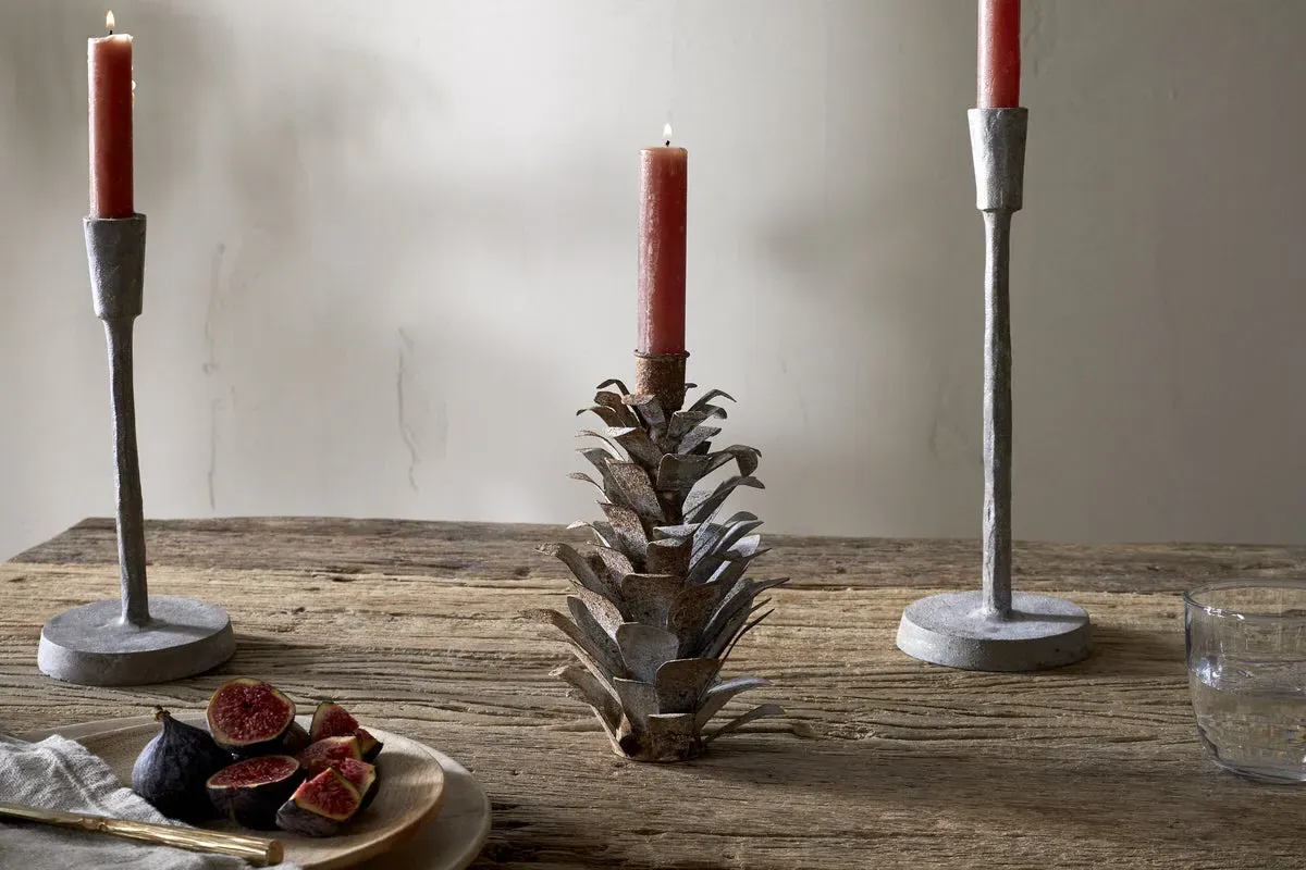 Elagalu Pine Cone Candle Holder - Aged Zinc image