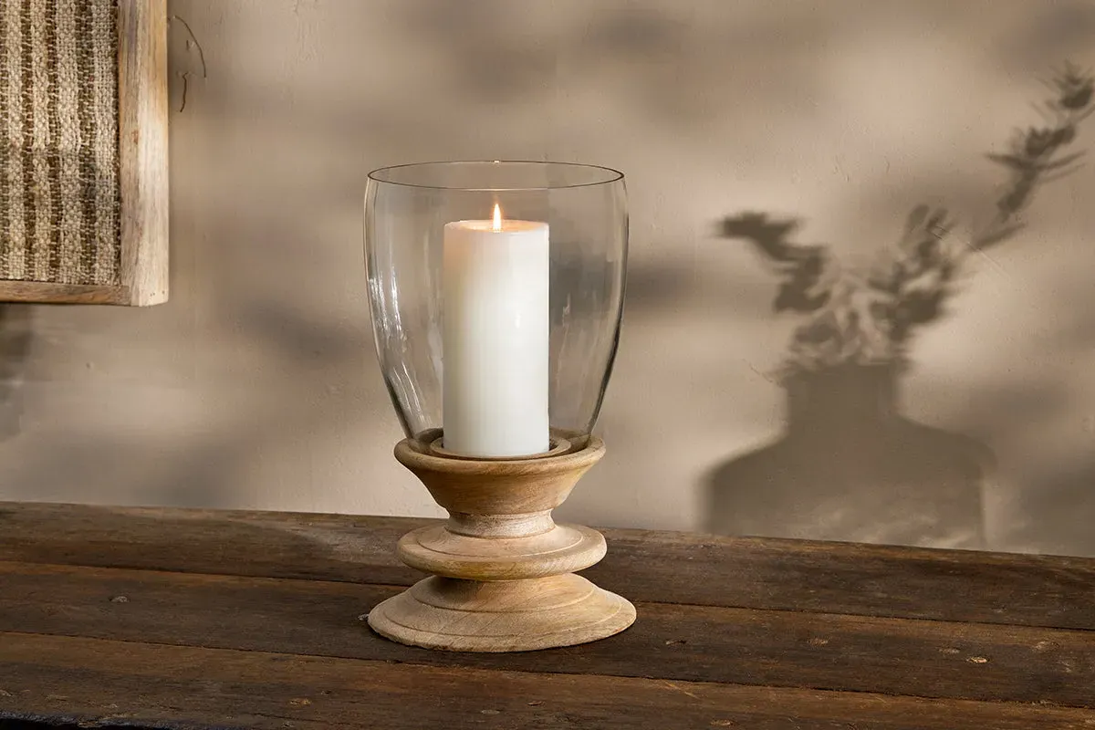 Eluru Small Lantern - Mango Wood, Glass image