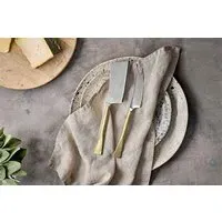 Ena Cheese Knife Set of 2 - Brushed Gold, Stainless Steel