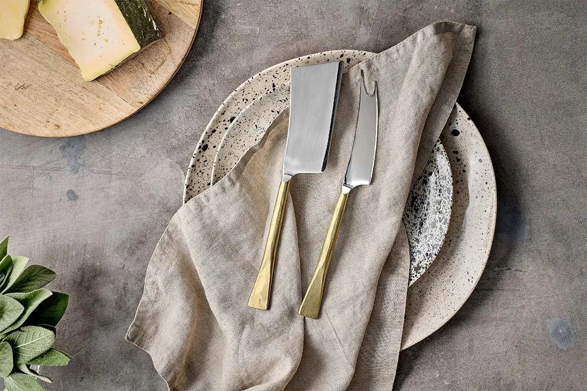 Ena Cheese Knife Set of 2 - Brushed Gold, Stainless Steel image