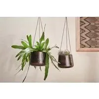 Endo Large Reclaimed Iron Hanging Planter - Black