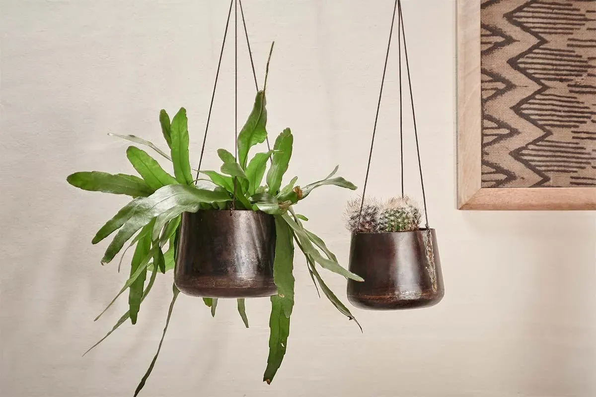 Endo Small Hanging Reclaimed Iron Planter - Black image