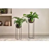 Endo Small Reclaimed Iron Planter Stand - Black