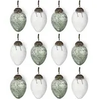 Enia Mini Hanging Egg Decoration Set of 12 - Antique Teal, Glass alternate view