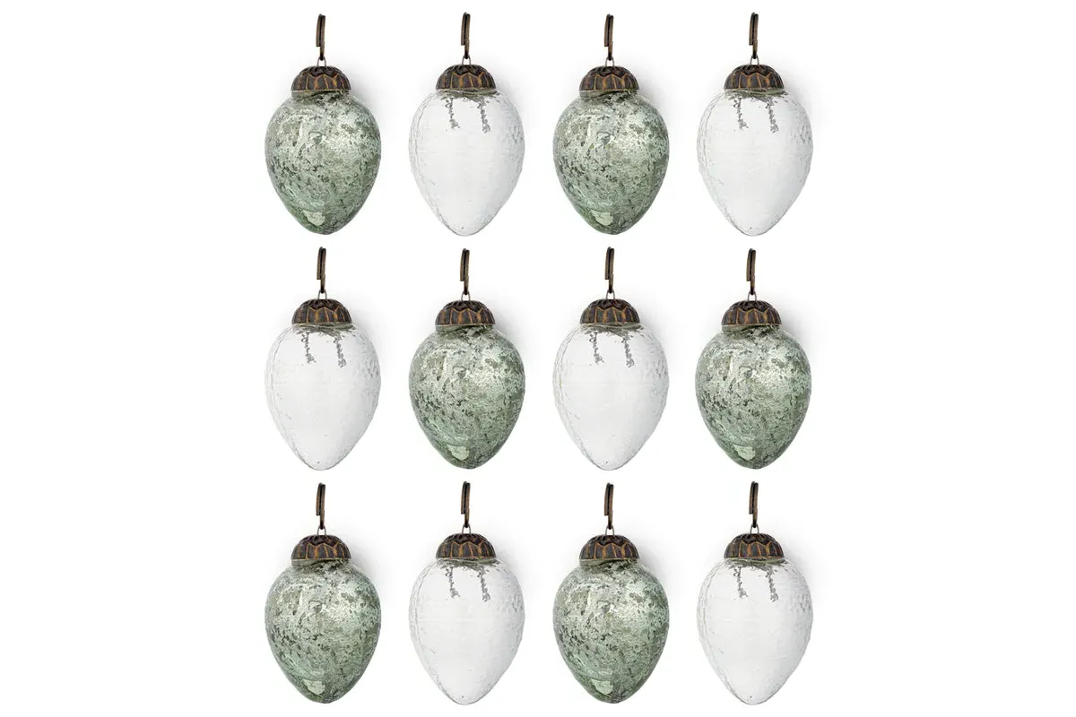 Enia Mini Hanging Egg Decoration Set of 12 - Antique Teal, Glass product